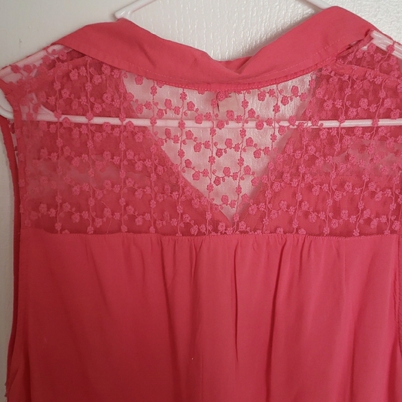 Pink high-low sleevless blouse - Picture 4 of 6